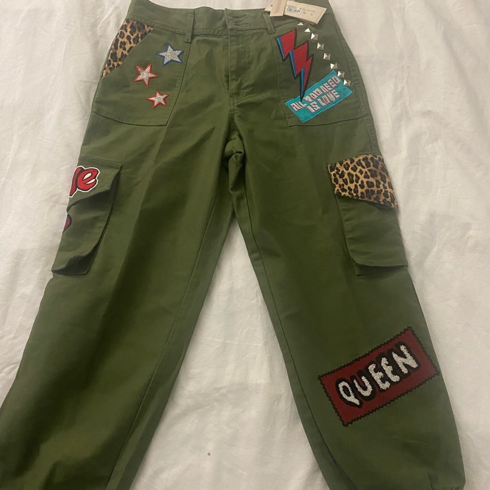 Alice + Olivia High waist patchwork cargo pants 29